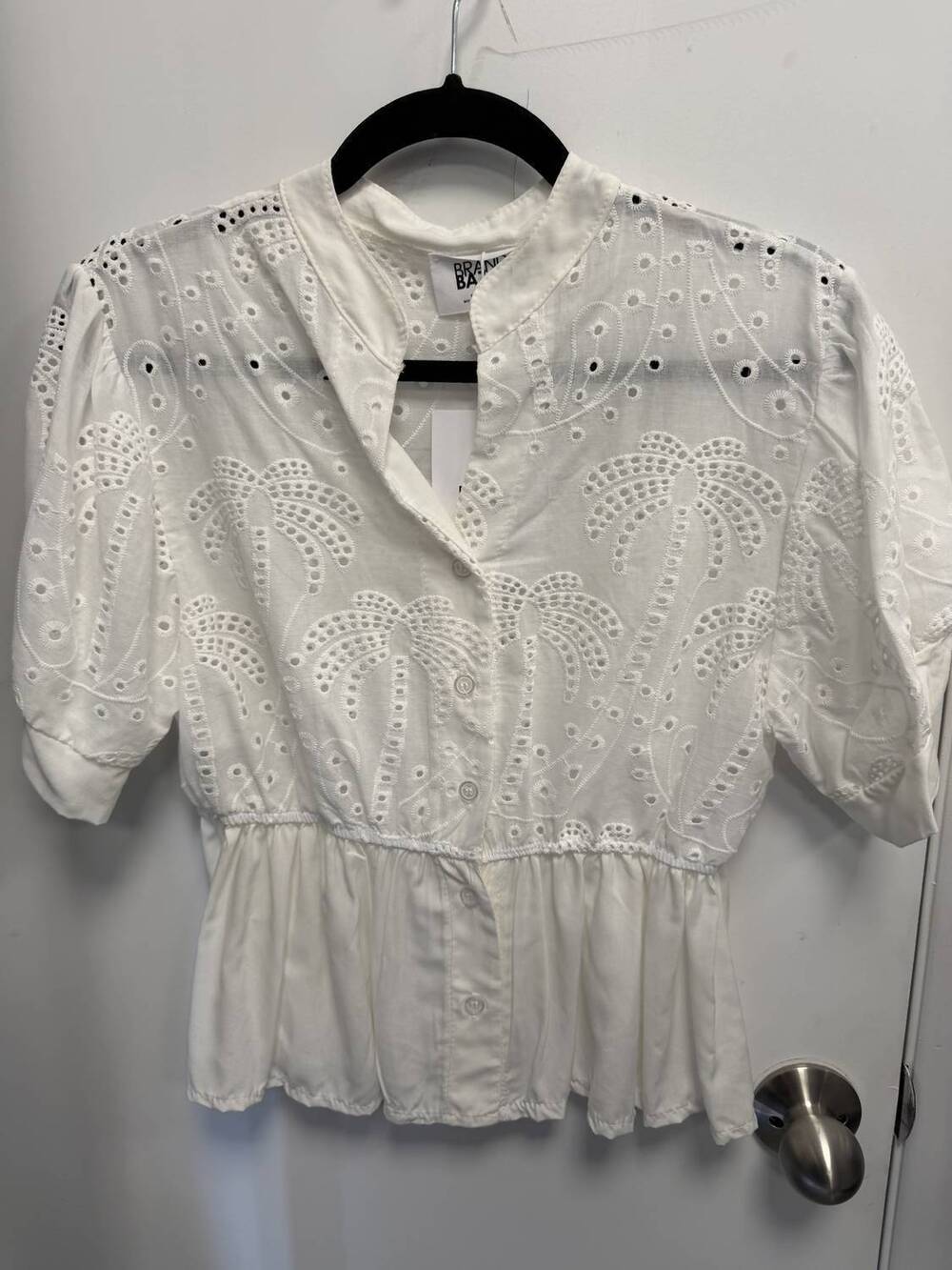 NEW BRAND BAZAR women's palm tree button-up shirt in white